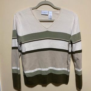 Liz Claiborne Lizsport V Neck Sweater Earth Colors Vintage